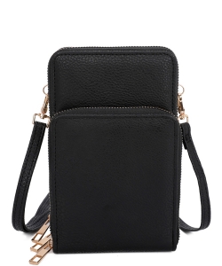 Fashion Multi Compartment Crossbody Bag Cell Phone Purse LF3W BLACK